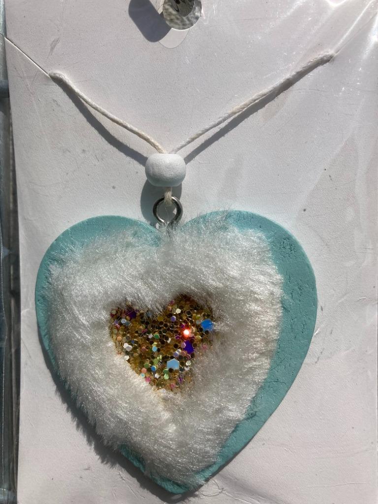 HOUT DECO HANGER NR 49 BLAUW HART met glitters en pluche NIE, Ophalen of Verzenden, Nieuw