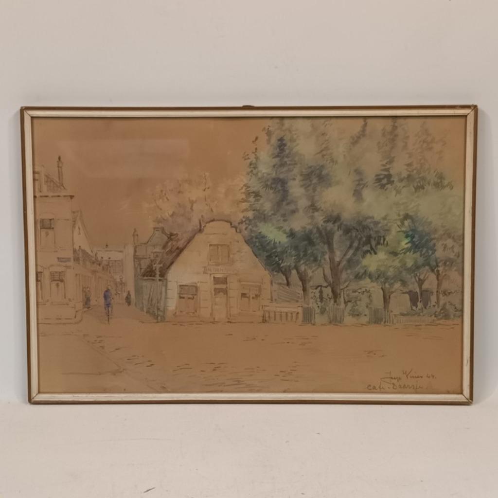 Jaap Visser (1912-1983) - aquarel - Cafe Baarsje, Enlèvement ou Envoi