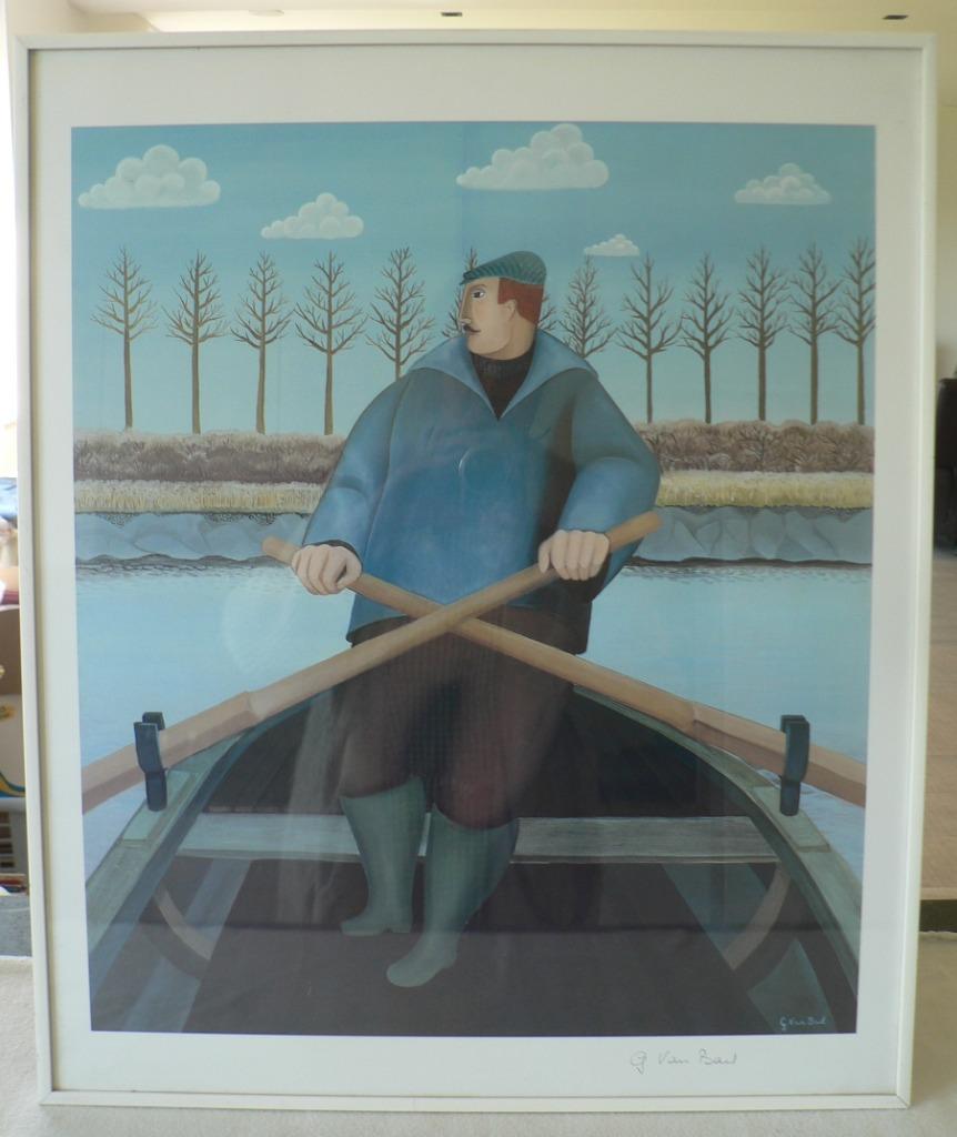 G. Van Bael Man op roeiboot, Antiquités & Art, Art | Autres Art, Enlèvement ou Envoi