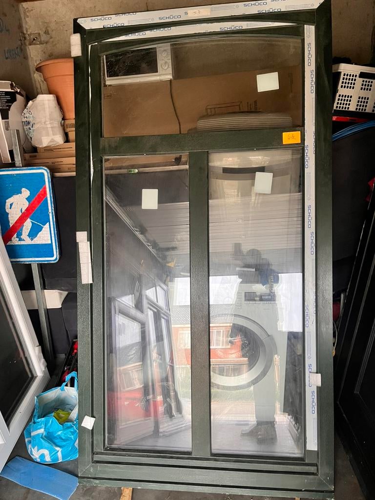 Pvc raam balkon Schüco Draaikiep-deur (117x220)  Dennengroen, Doe-het-zelf en Bouw, Rolluiken, Ophalen, Zo goed als nieuw, Wit