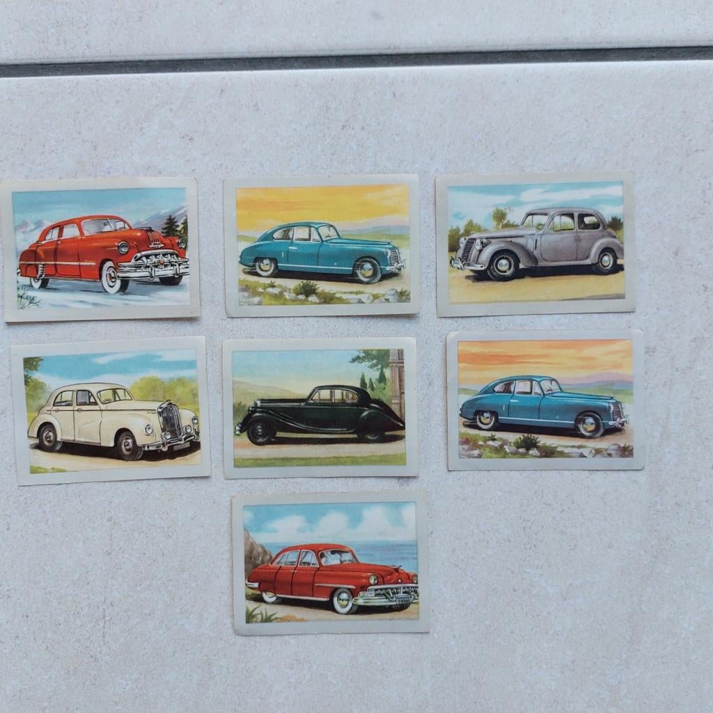 7 prentjes oude auto's, Enlèvement ou Envoi, Voitures