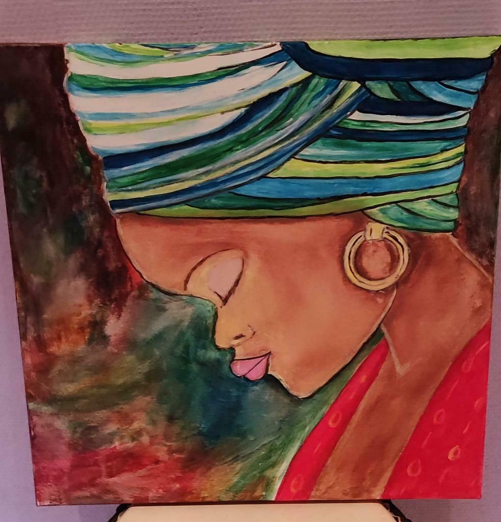 Schilderij Afrikaanse vrouw, Ophalen
