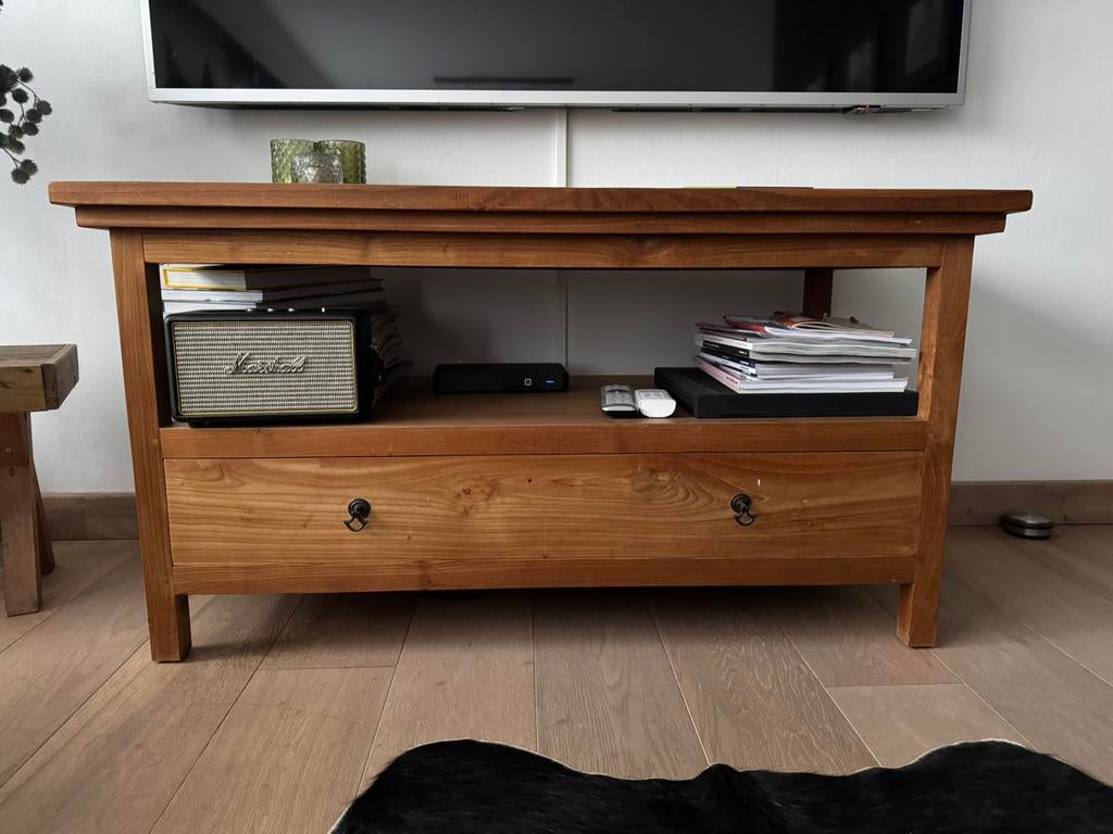 TV meubel in teak hout, Huis en Inrichting, Kasten |Televisiemeubels, Ophalen, Zo goed als nieuw