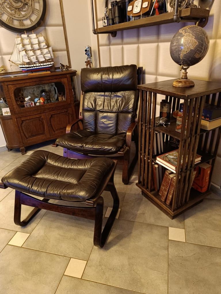 Fauteuils vintage scandinave en cuir, Enlèvement ou Envoi