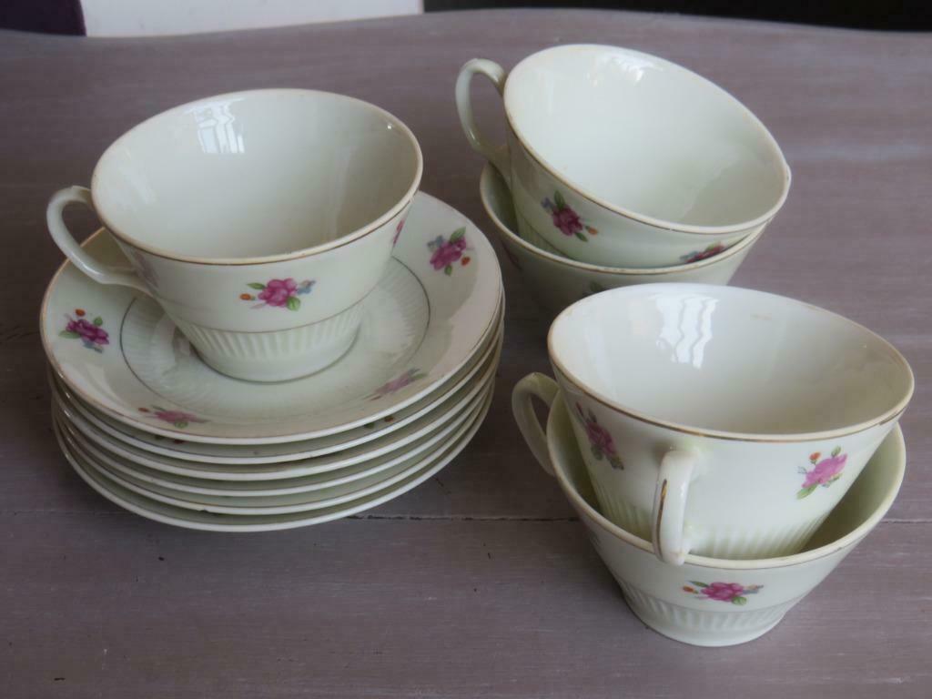 5 tasses et sous tasses en porcelaine, Ophalen of Verzenden