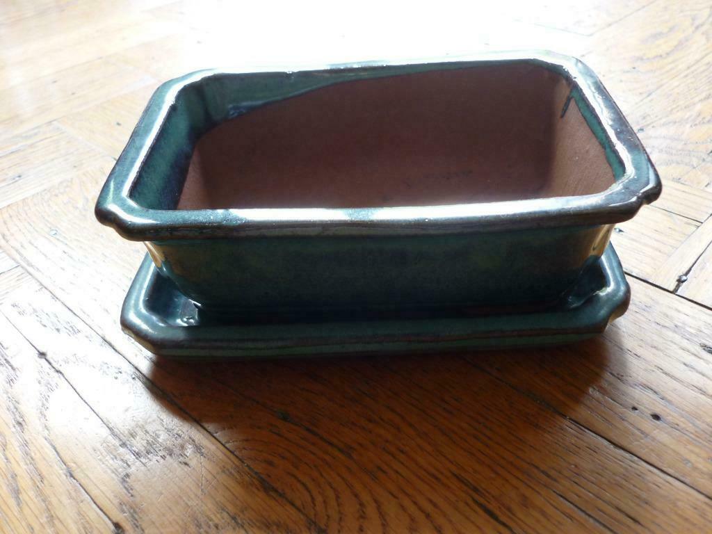 Kleine bonsaipot met schotel 15-11 cm, Tuin en Terras, Nieuw, Ophalen of Verzenden, Balkon, Aardewerk