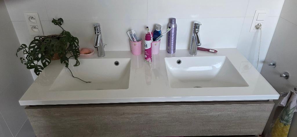 Dubbele wastafel, Doe-het-zelf en Bouw, Sanitair, Ophalen of Verzenden, Chroom, Wastafel