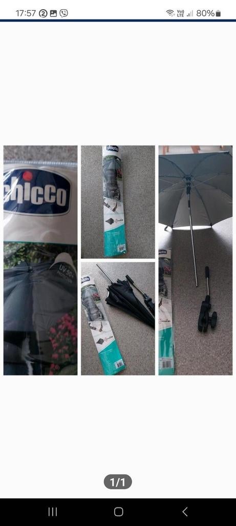 Chico parasol pour Poussette bébé  UV 50+protection, Enlèvement, Comme neuf