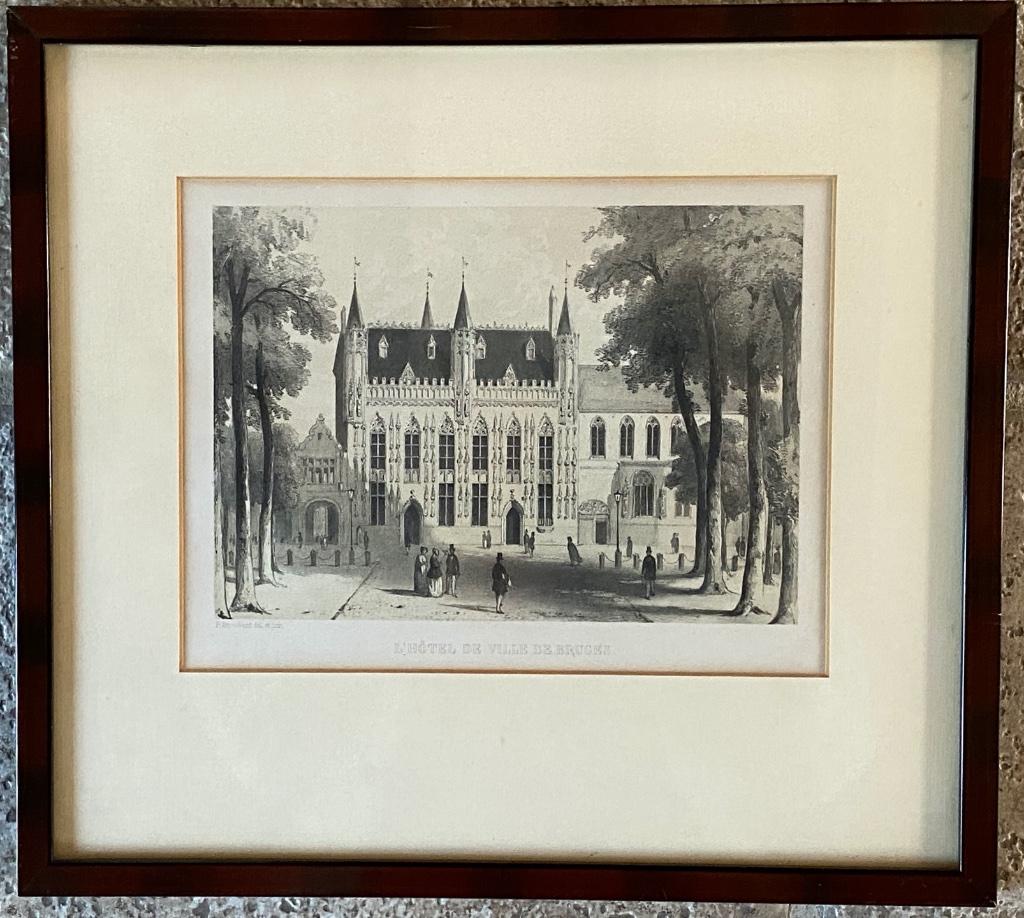 gravure, l'hotel de ville de Bruges, Francois Stroobant, Enlèvement ou Envoi