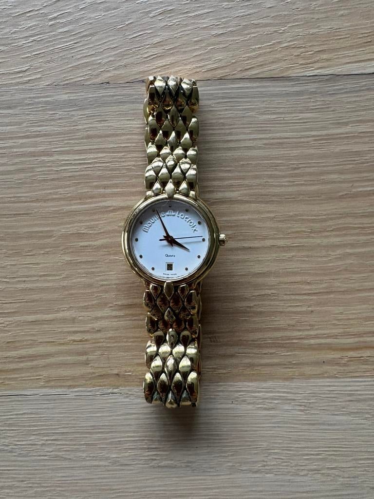 Goudkleurige vergulde horloge van Maurice Lacroix, Enlèvement ou Envoi, Utilisé, Montre-bracelet, Autres marques