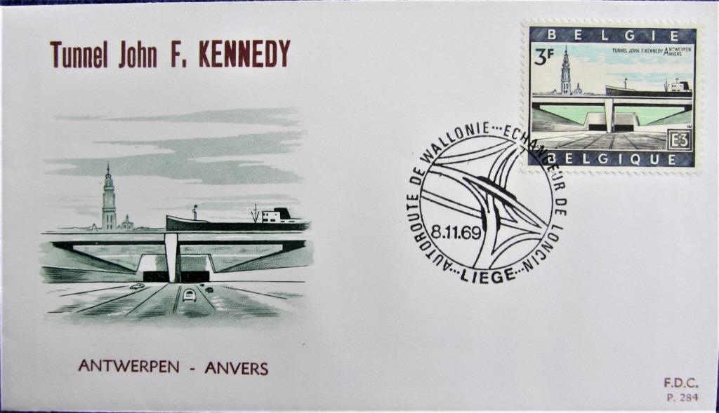 FDC TOERISME- J.F.KENNEDY TUNNEL- AUTOROUTE WALLONIË, Enlèvement ou Envoi, Affranchi, Lieu ou Bâtiment