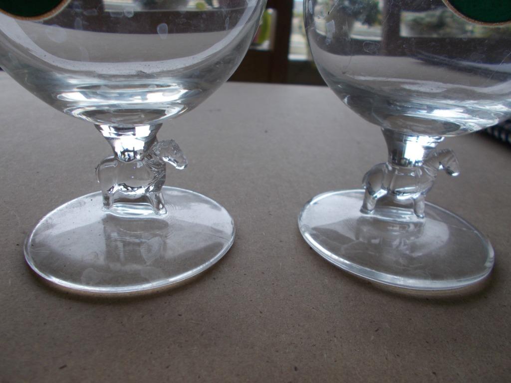 2  verres à PALM 25 cl avec un cheval en verre aux pieds, Collections, Enlèvement ou Envoi
