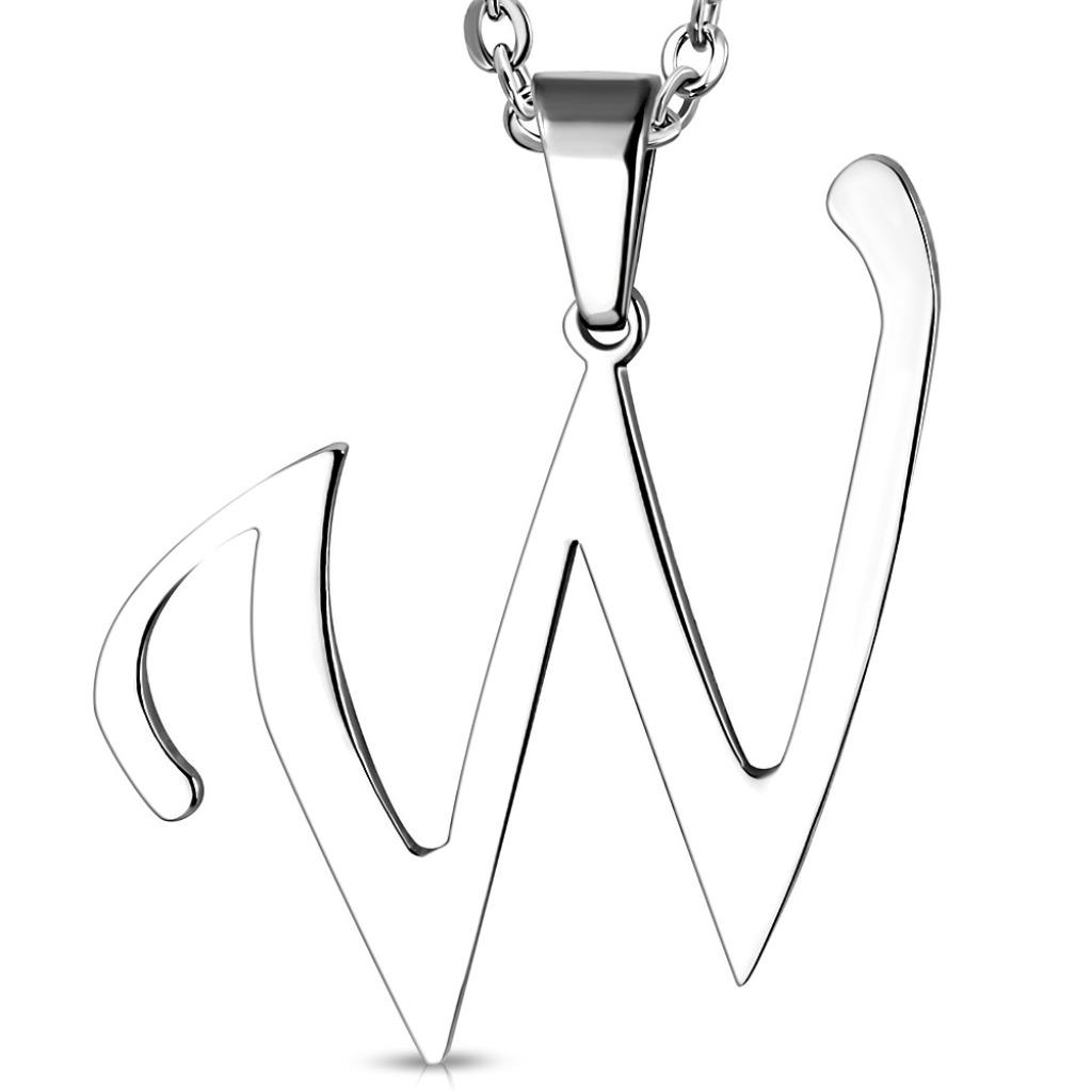 Pendentif alphabet lettre W en acier inoxydable, Enlèvement ou Envoi, Neuf, Argent, Autres matériaux