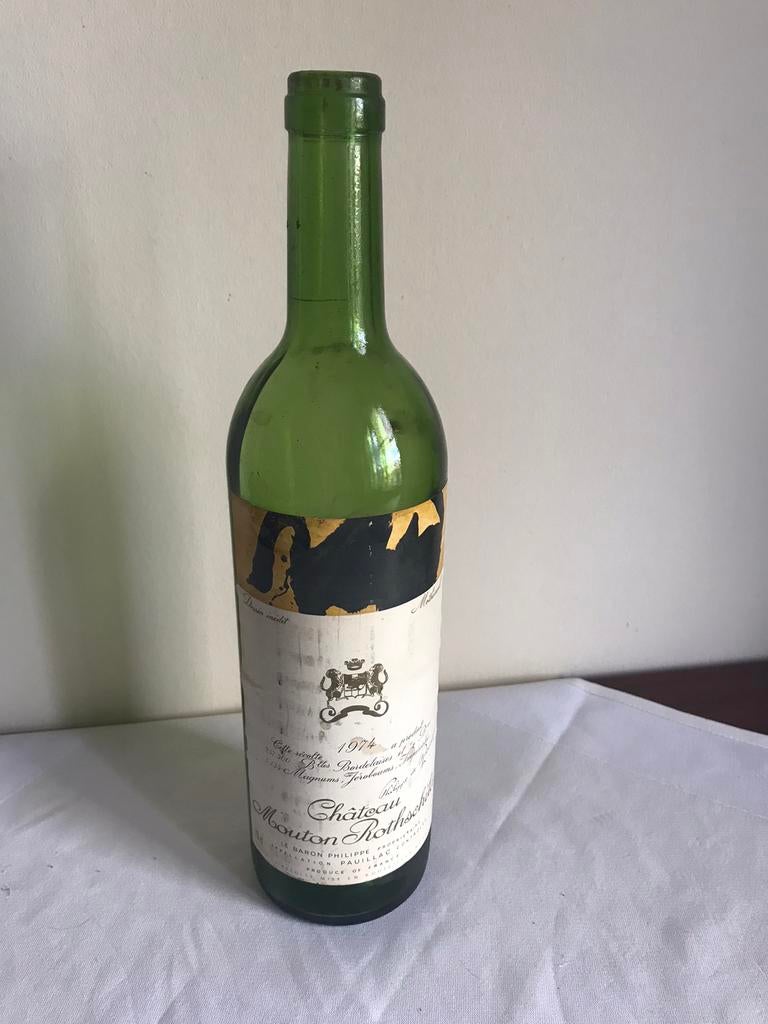 Lege fles Ch. Mouton Rothschild 1974, Verzamelen, Wijnen, Ophalen of Verzenden, Gebruikt