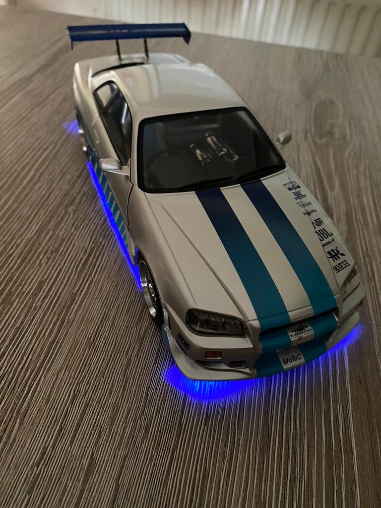 Nissan skyline r34 2fast 2furious met led licht ( zeldzaam ), Enlèvement, Comme neuf