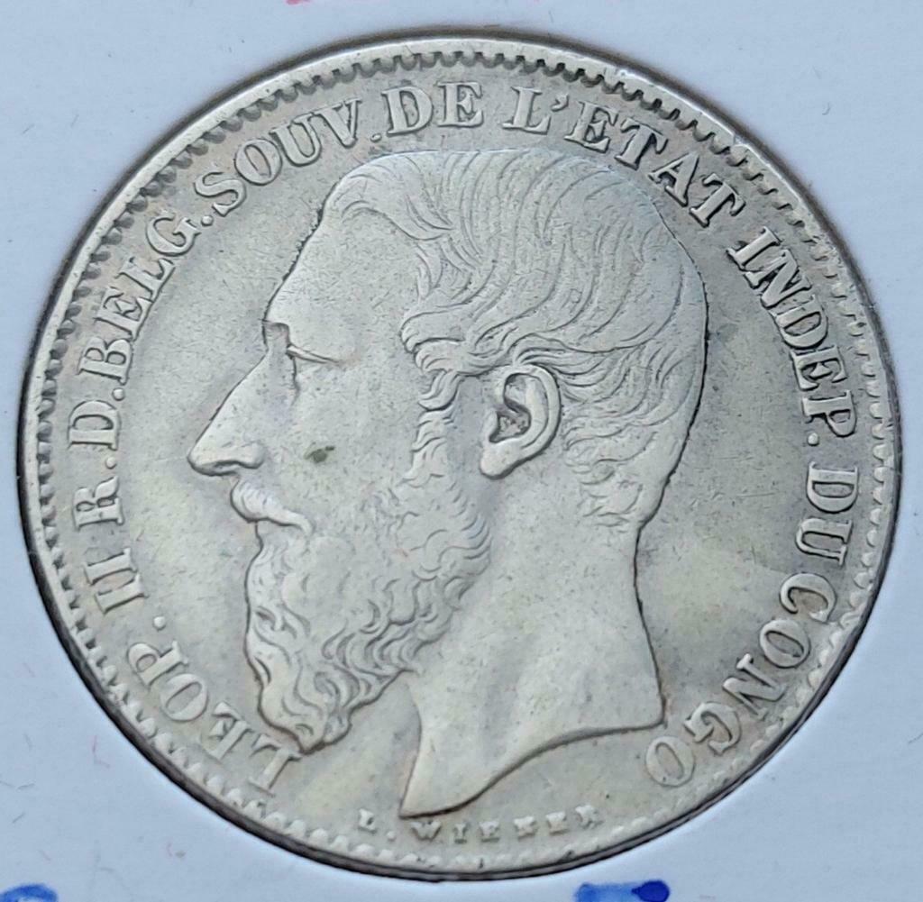 2 Francs 1894 Belgisch Congo / Zeldzaam !, Postzegels en Munten, Munten | België, Zilver, Ophalen of Verzenden, Losse munt, Zilver