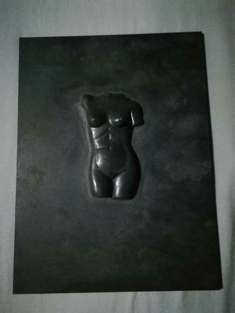 kader in hout, beeld in kalk     AFM. 30 x 40, Ophalen of Verzenden