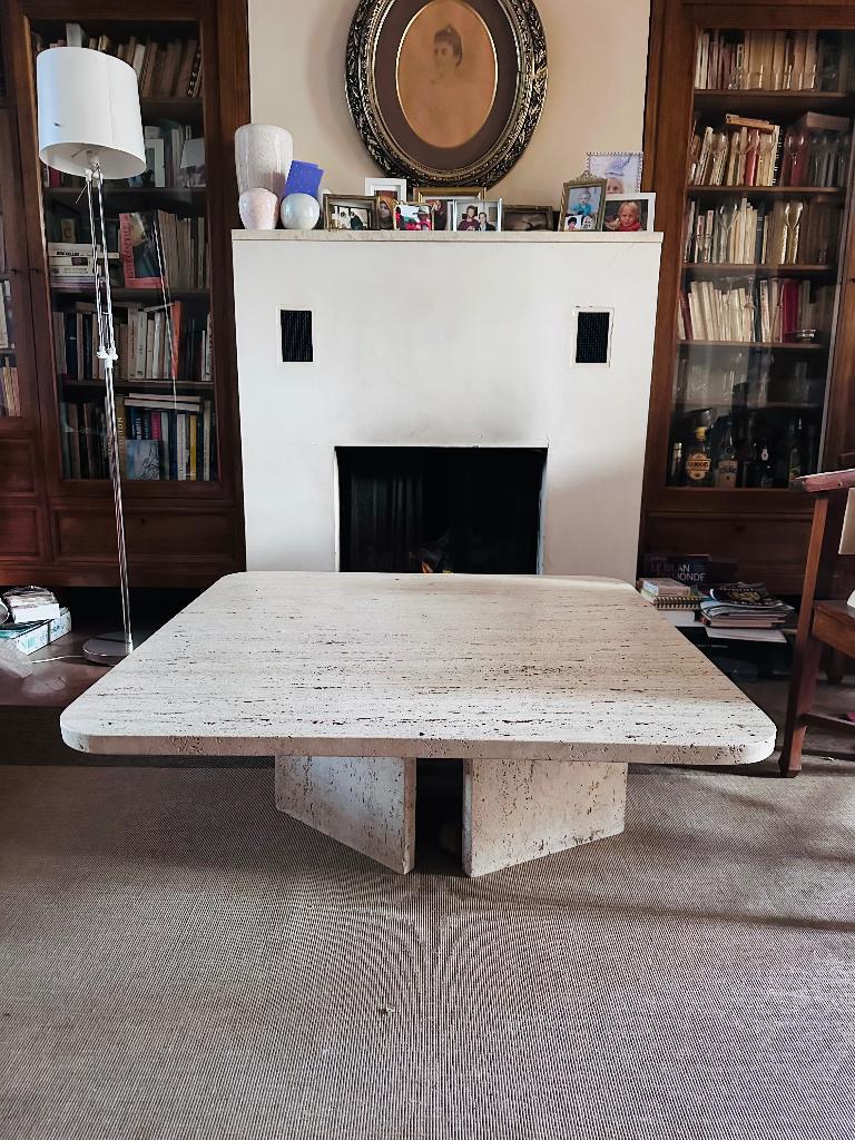 Table basse en travertin, Maison & Meubles, Tables | Tables de salon, Enlèvement, Comme neuf