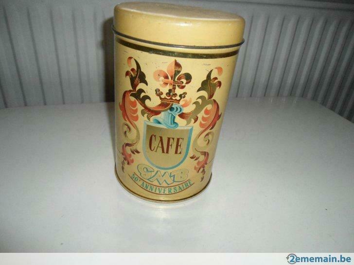 Ancienne Boîte Publicitaire Métal de Café en Excellent état.