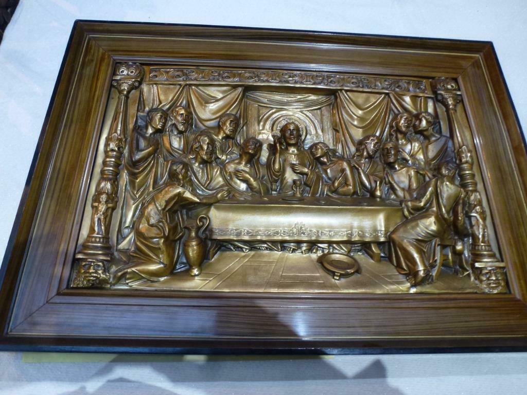 Vintage Groot tableau van het laaste avondmaal, Antiquités & Art, Curiosités & Brocante, Envoi