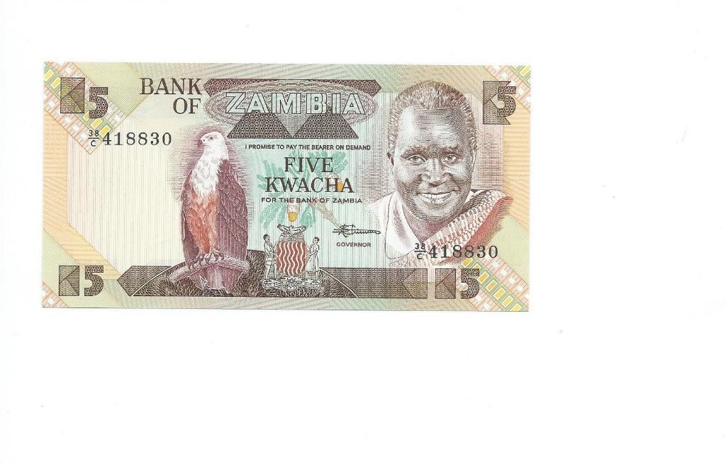 Zambia, 5 Kwacha ND(1980-88), UNC., Postzegels en Munten, Bankbiljetten | Afrika, Ophalen of Verzenden, Zambia, Los biljet