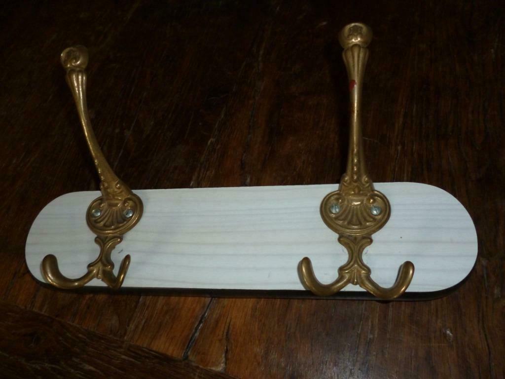 Oude kapstok in formica met verkoperde crochets hangers, Ophalen of Verzenden