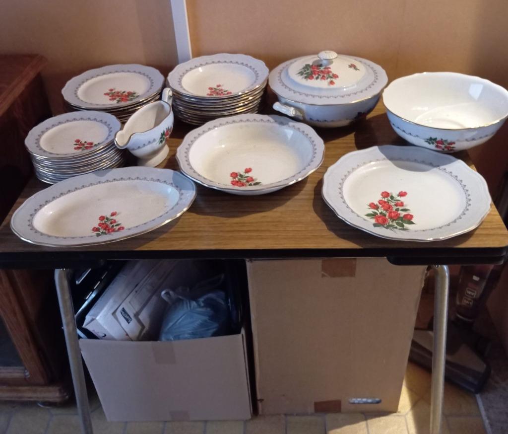 Vintage service Floralies " decor garanti inalterable", Antiek en Kunst, Ophalen