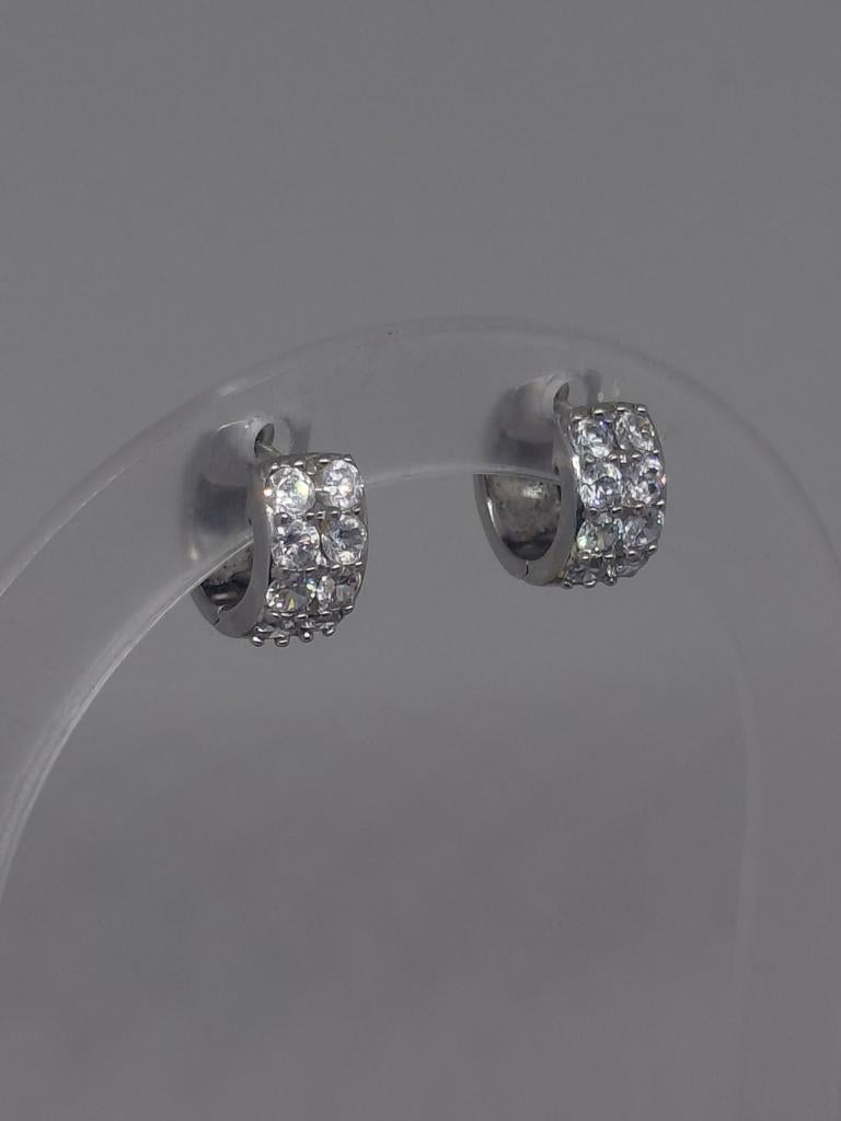 925 prachtige zilveren bling bling creolen, Ophalen of Verzenden