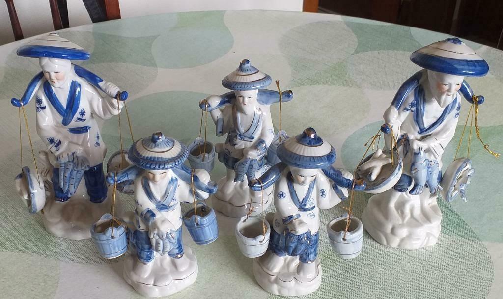 chinese beeldjes vissers blauw wit, Enlèvement ou Envoi, Comme neuf