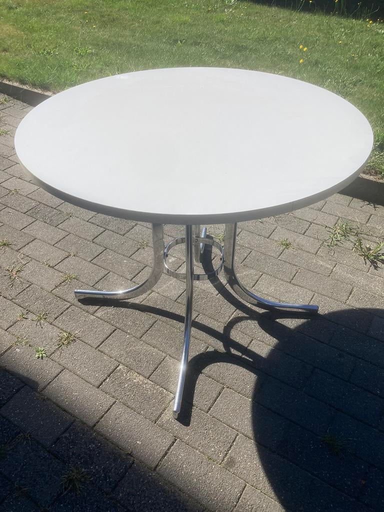 Ronde witte tafel, Huis en Inrichting, Ophalen, Gebruikt