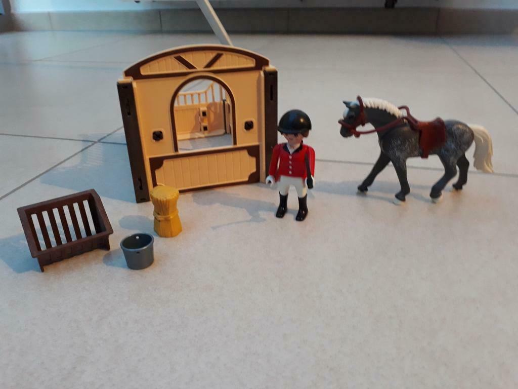 Playmobil cavalière, cheval et box, Ophalen, Gebruikt