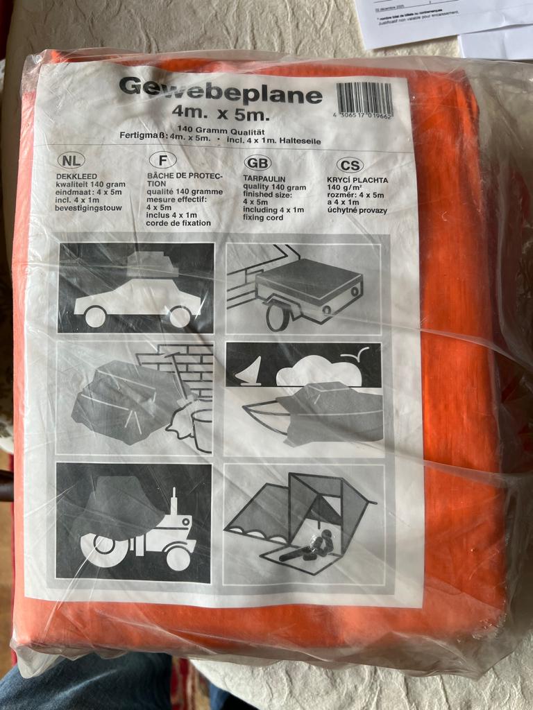 Bâche de protection - 4m x 5m, 140g, Enlèvement, Neuf, 15 m² ou plus, Toile
