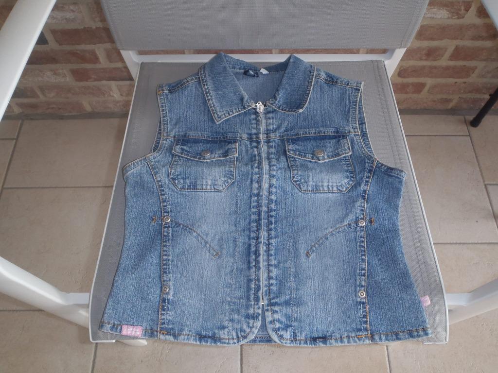 Veste en jeans sans manche taille 152, Enfants & Bébés, Enlèvement ou Envoi, Comme neuf, Fille, Pull ou Veste