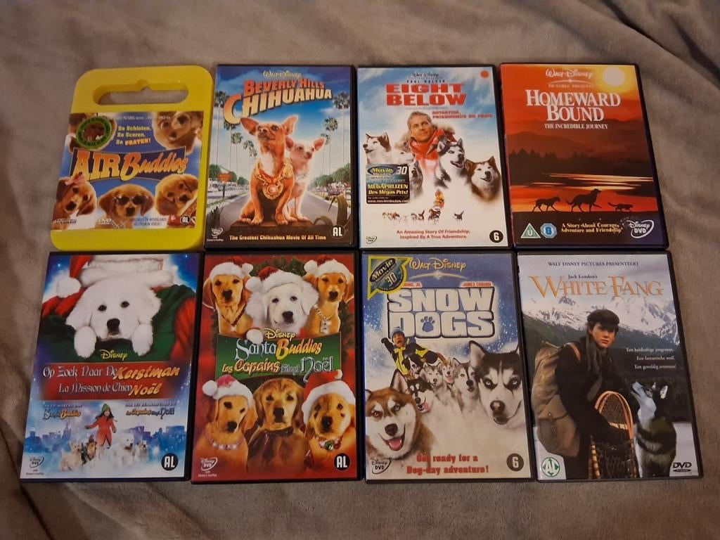 8 familiefilms met honden in de hoofdrol,  disney, Cd's en Dvd's, Alle leeftijden, Ophalen of Verzenden, Zo goed als nieuw, Dieren