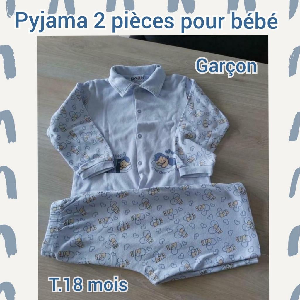Pyjama 2 pièces pour bébé garçon-bleu-T.18 mois, Enfants & Bébés, Enlèvement ou Envoi, Utilisé, Garçon, Vêtements de nuit ou Sous-vêtements