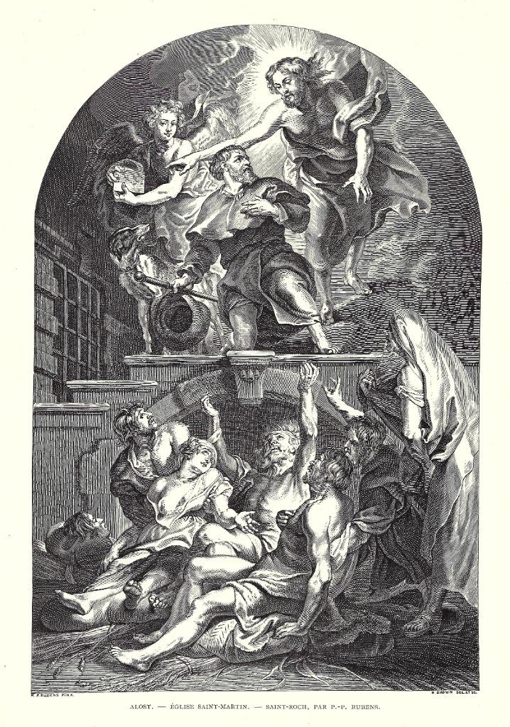 1892 - Aalst - Sint Roch in de Sint-Martinuskerk, Antiek en Kunst, Ophalen of Verzenden