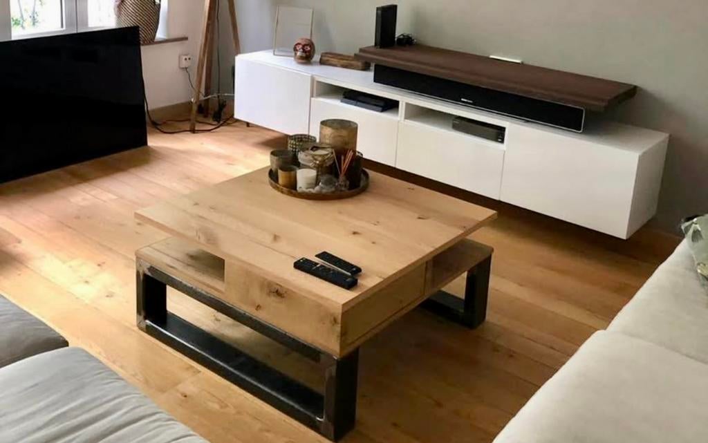 Table bois massif style industriel, Maison & Meubles, Enlèvement