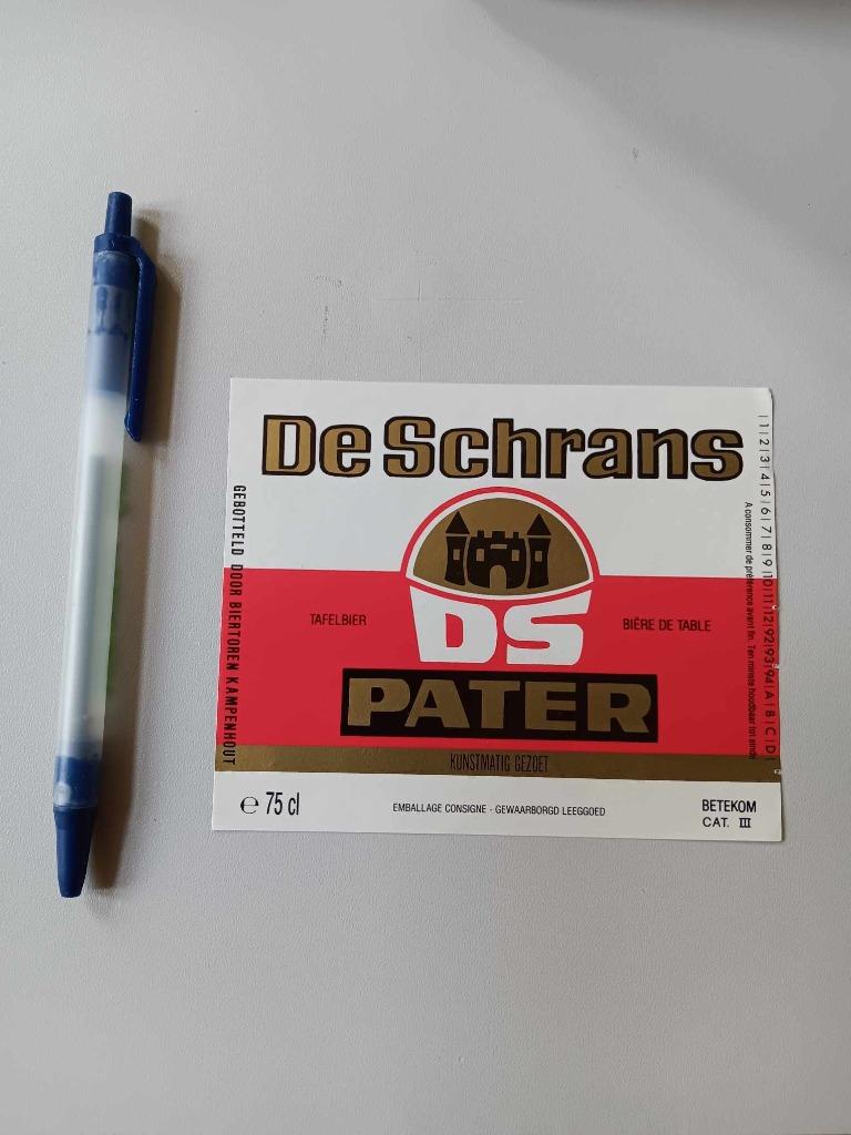 Bieretiket De Schrans Kampenhout, Verzamelen, Ophalen of Verzenden, Gebruikt, Overige typen