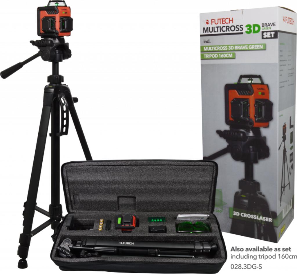 Laser Cross Futech Multicross 3D Brave Groen + Statief Teles, Doe-het-zelf en Bouw, Ophalen, Zo goed als nieuw, Overige meters