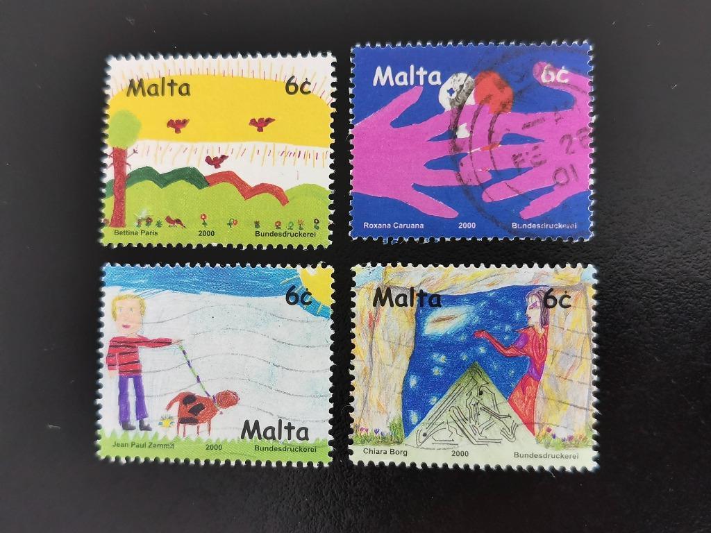 Malta 2000 - kindertekeningen, Ophalen of Verzenden, Malta, Gestempeld