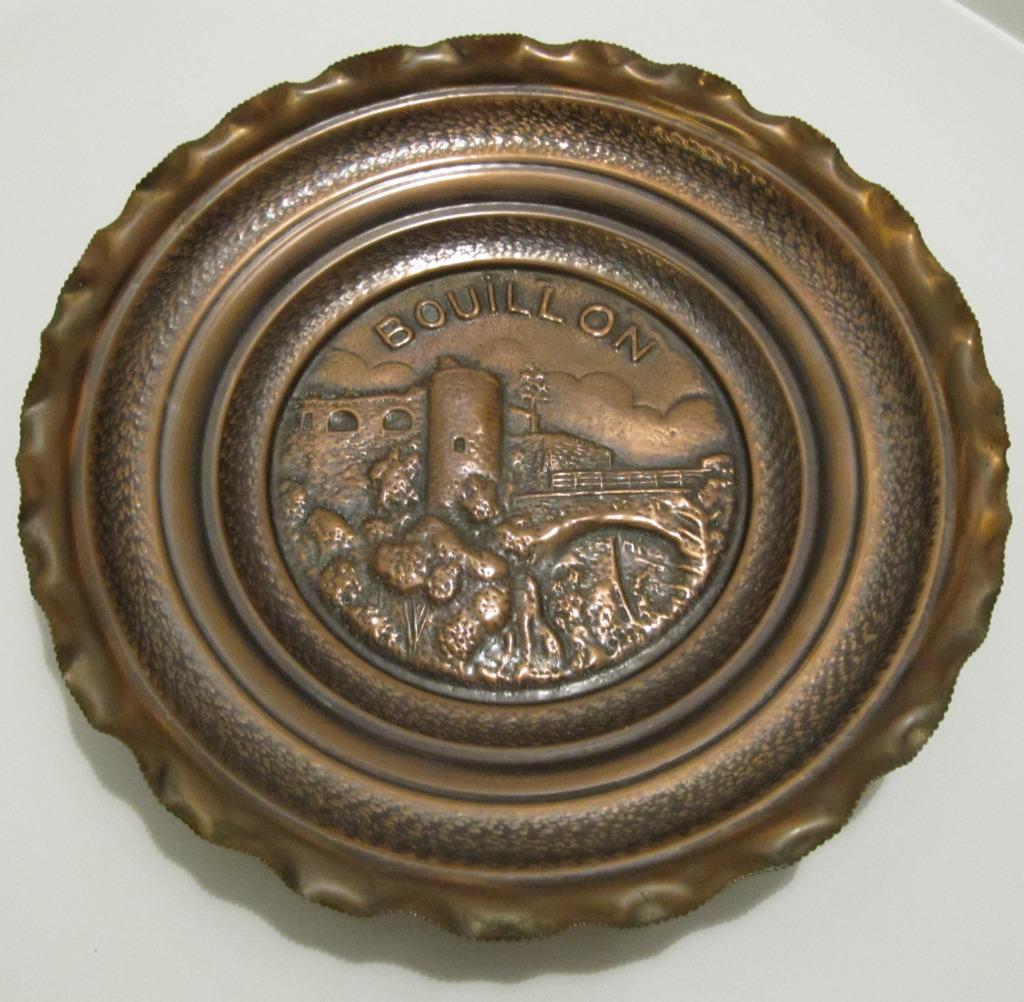 assiette décorative en cuivre "Bouillon" - 1950s (vintage), Antiquités & Art, Enlèvement, Cuivre