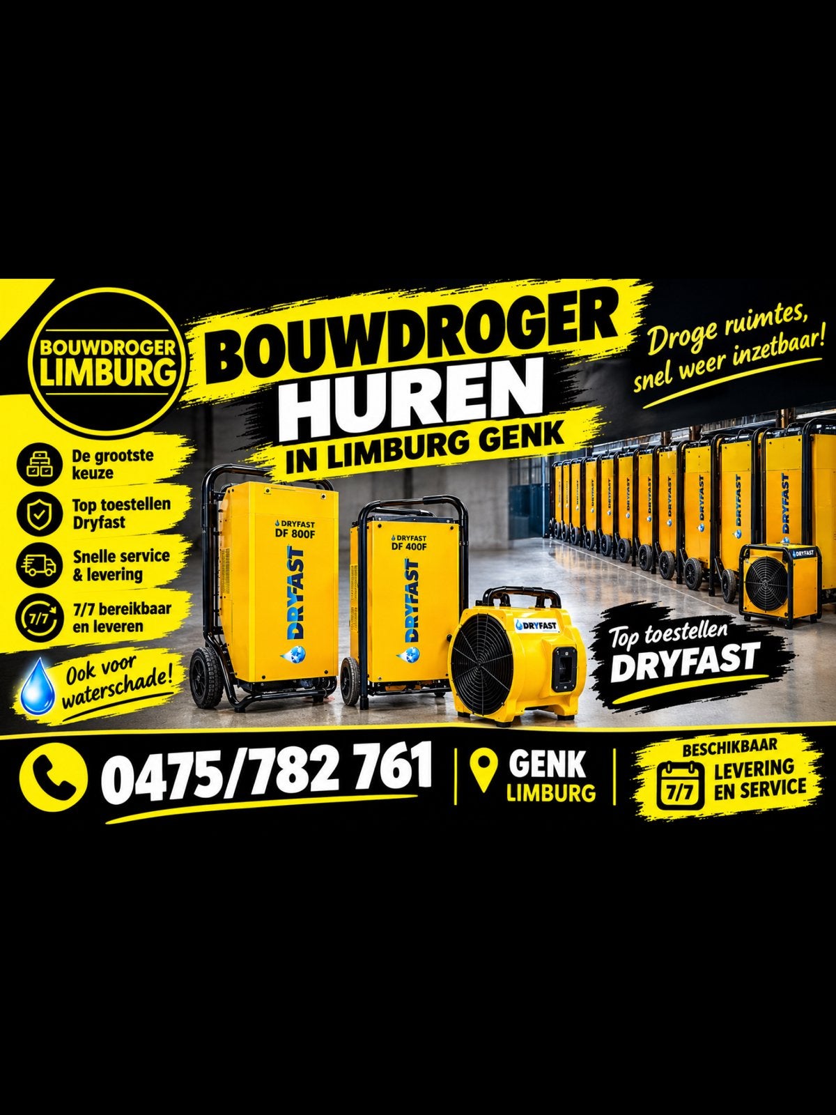 Bouwdroger huren Limburg Genk,     De grootste van Limburg, Enlèvement, Comme neuf