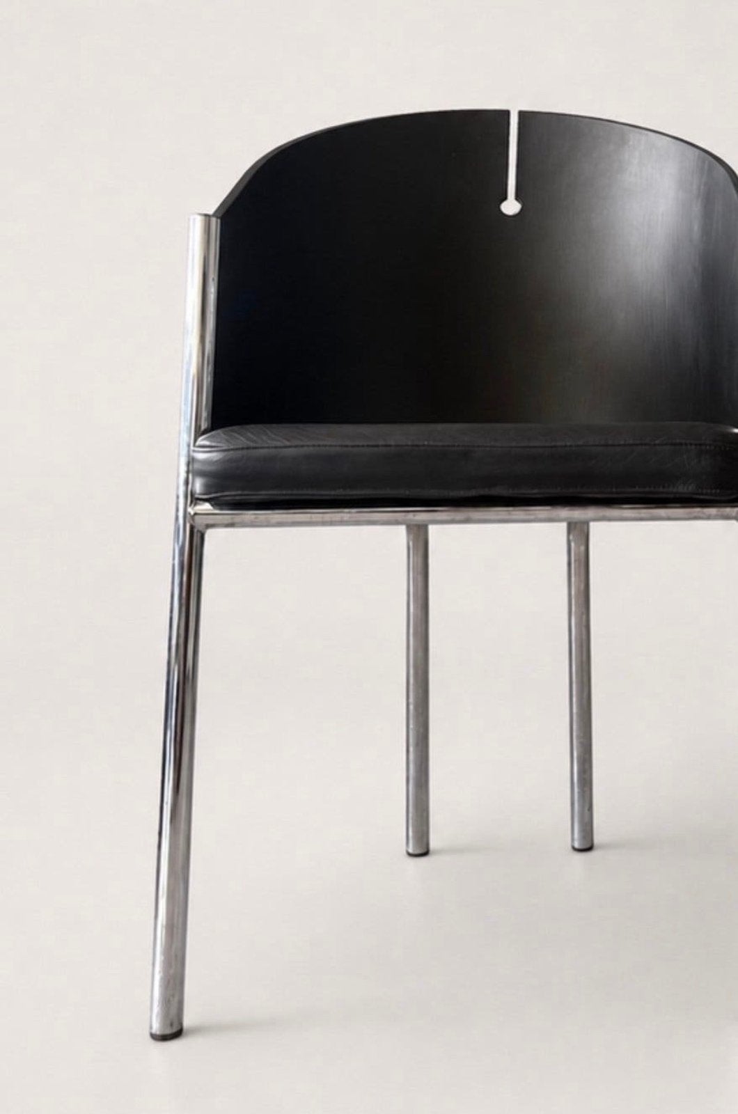 4 Vintage Italian design chairs by Segis – Italië, ca80s, Antiek en Kunst, Kunst | Designobjecten, Ophalen, Zwart, Leer, Gemerkt