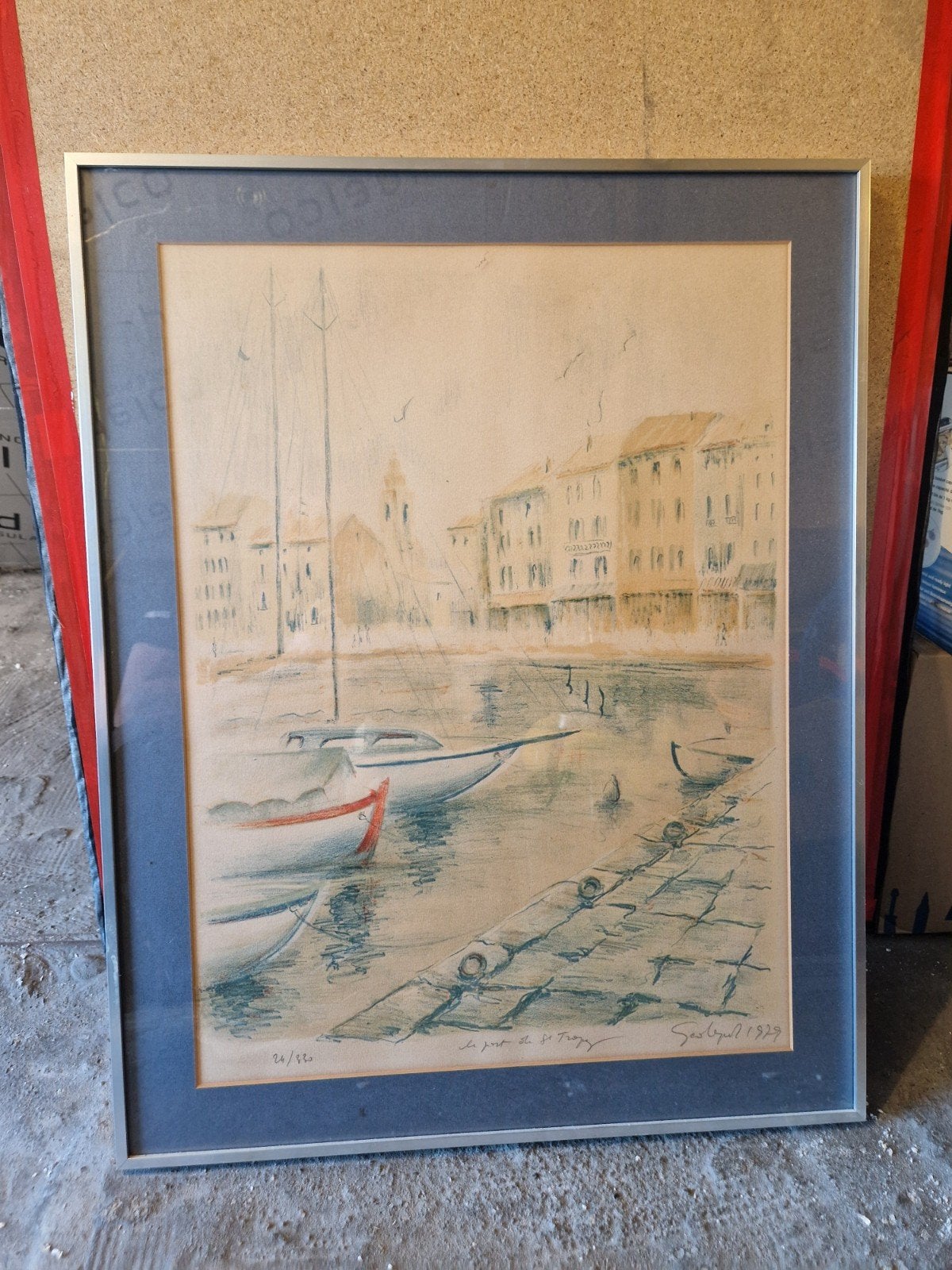 Genummerde kunstdruk–Haven van Saint-Tropez–gesigneerd 1979, Antiek en Kunst, Ophalen, Gesigneerd