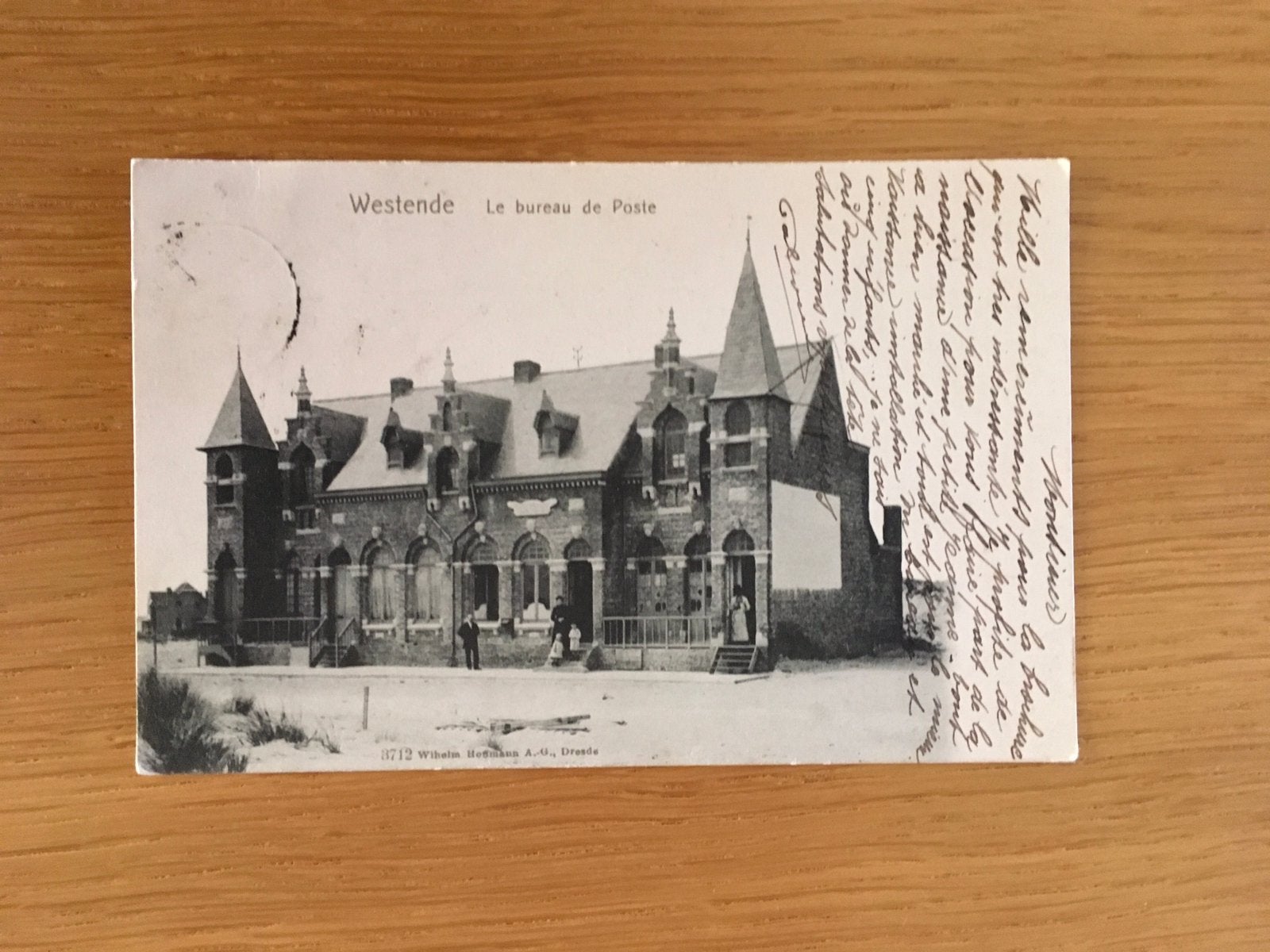 Oude postkaart westende Le Bureau de Poste, Verzenden, Gelopen