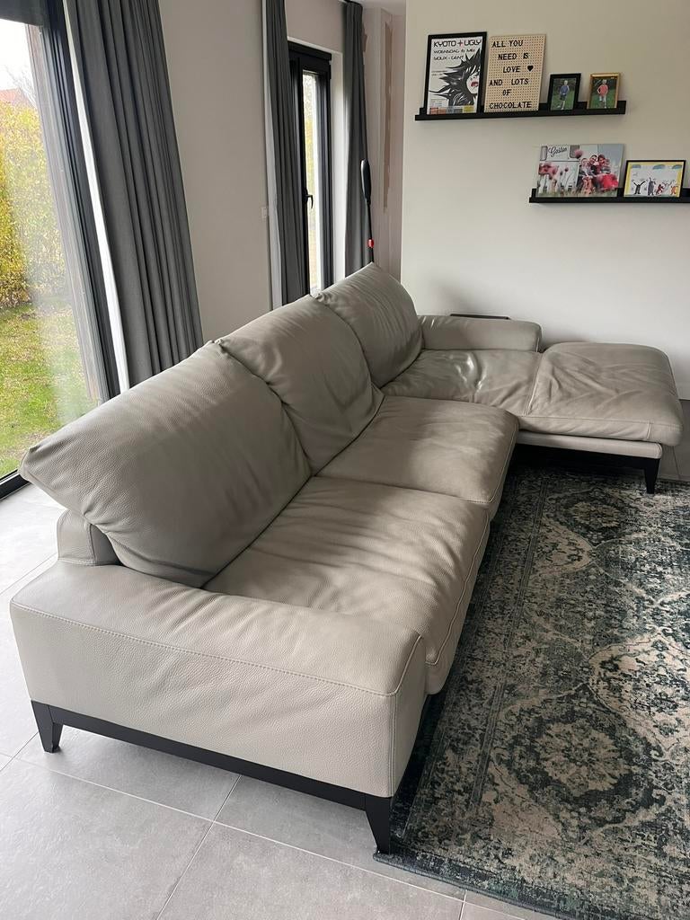 Lederen hoekzetel in goede staat, Huis en Inrichting, Ophalen, Gebruikt