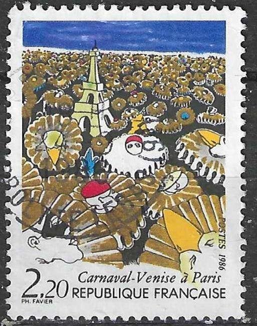Frankrijk 1986 - Yvert 2395 - Carnaval van Venetie (ST), Postzegels en Munten, Verzenden, Gestempeld