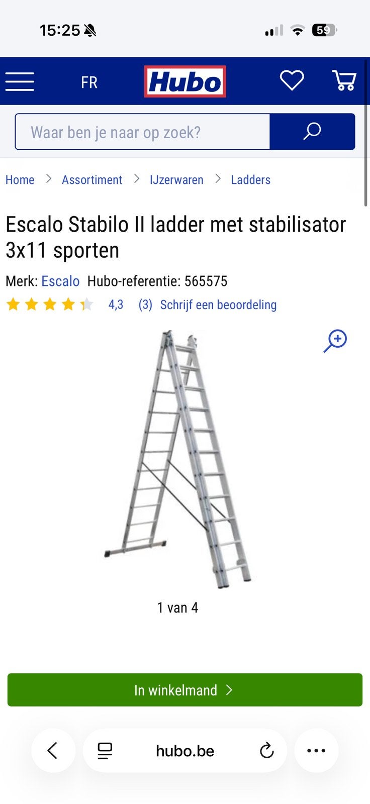 Ladder Escalo, 3x11, in topstaat, Ophalen, Zo goed als nieuw, Ladder