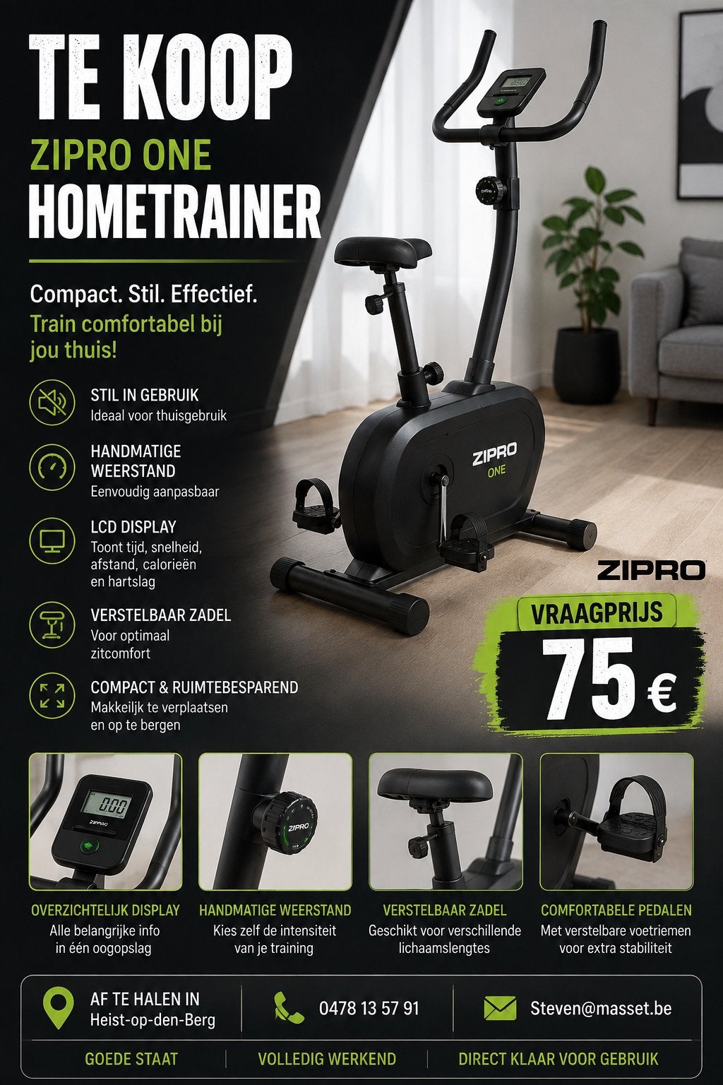 Zipro One hometrainer Zo goed als nieuw, Fietsen en Brommers, Ophalen, Zo goed als nieuw