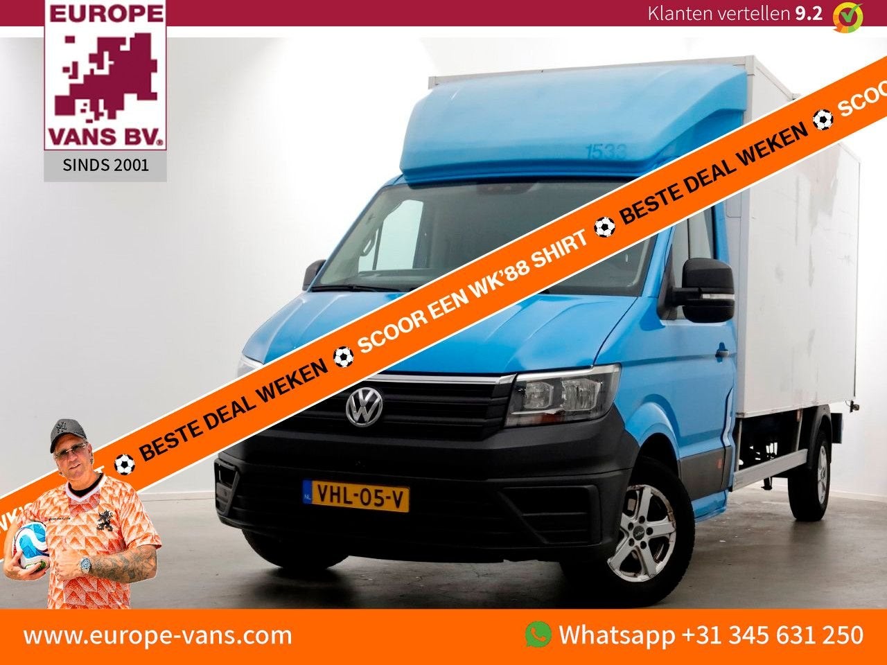 Volkswagen Crafter 35 2.0 TDI E6 Bakwagen met achterdeuren 2, Auto's, Blauw, Bedrijf, Onderhoudsboekje, Te koop